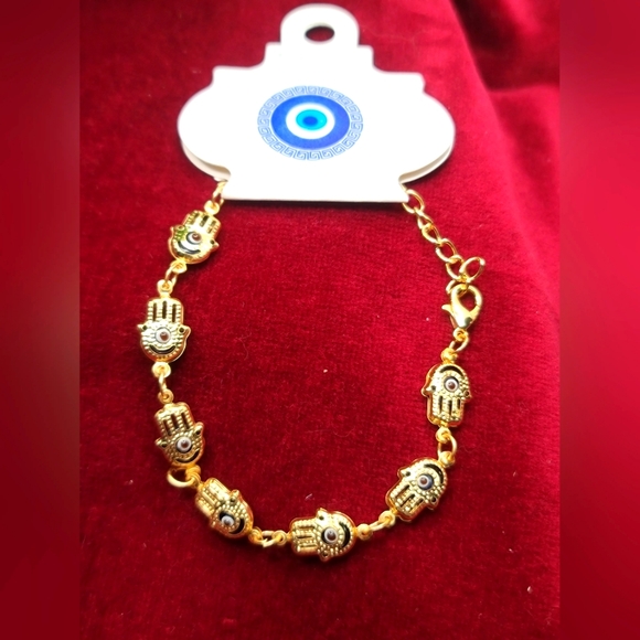 HAND Evil Eye Protection Blessings Bracelet Anklet Hand of Mary Hamsa - Picture 4 of 4